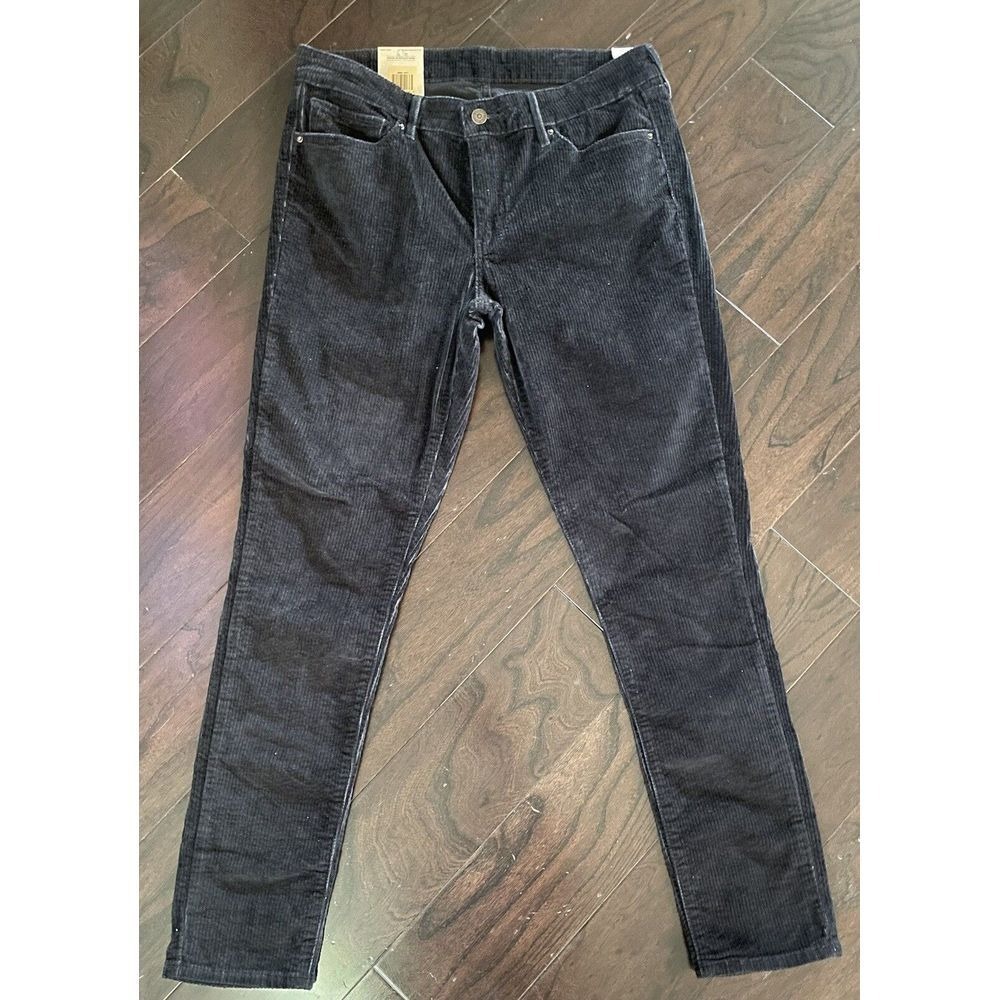 Levis 711 Skinny Pants Womens 31x28.5 Black Corduroy Mid Rise Chic Classic NWT
